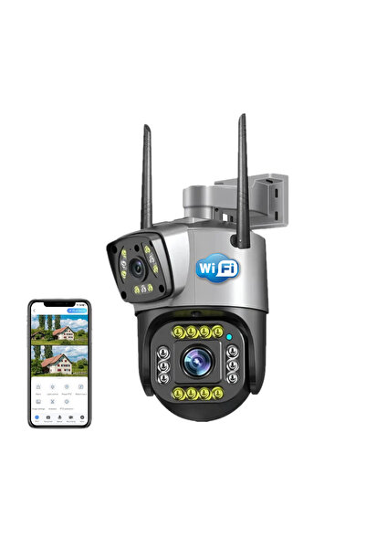 MagExpert WiFi Surveillance Camera, 2 Lenses, Phone Control, Night Vision, Mi...