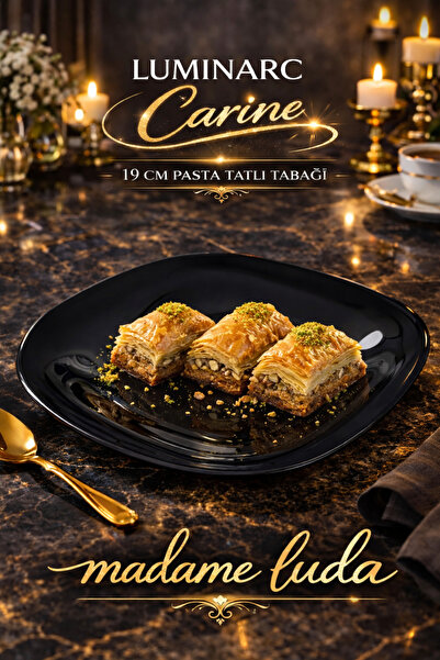 MADAME LUDA Carine 6 Adet 19 cm Siyah Pasta & Tatlı Tabağı | 6'lı Set-Premium...