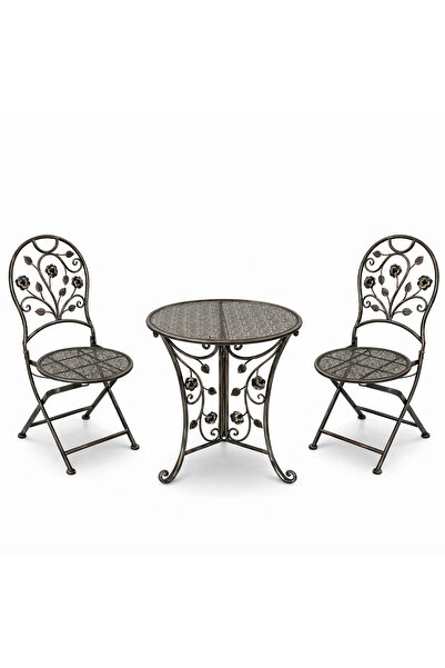 SERSIMO Madison metal garden furniture set, table 70×75 cm and 2 chairs 43x40...