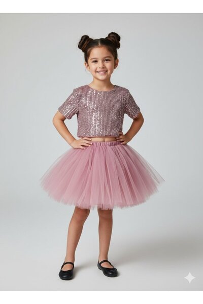 BLOOM KIDS STORE PAYETLİ BLUZ ETEK TAKIM