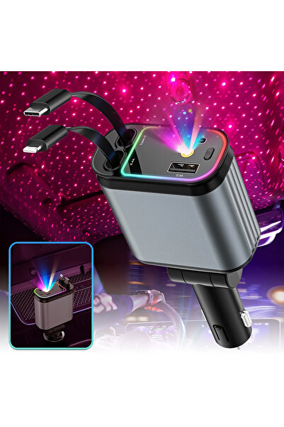 MagExpert Incarcator Auto Retractabil 4-in-1 Fast Charge, 2 Cabluri Lightning...