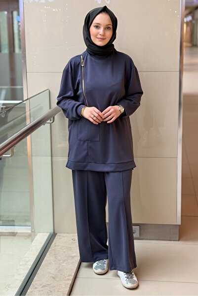 Nuss Fermuar Detaylı Tunik Pantolon Takım