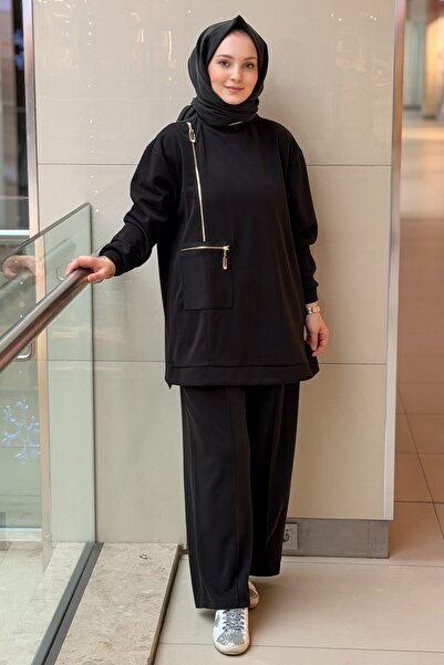 Nuss Fermuar Detaylı Tunik Pantolon Takım