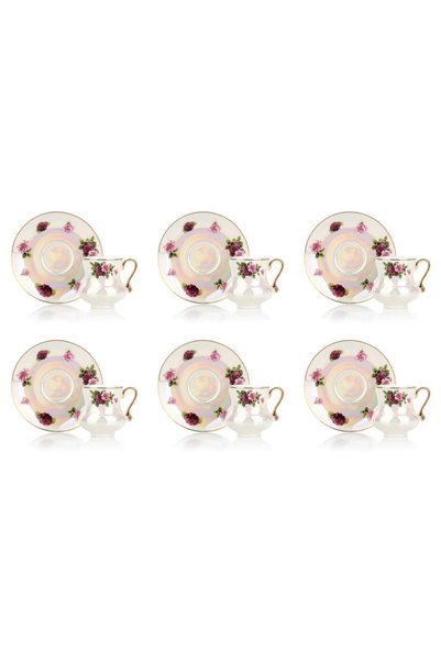 MİEN Pink Sedefli Turkish Coffee Cup for 6 People