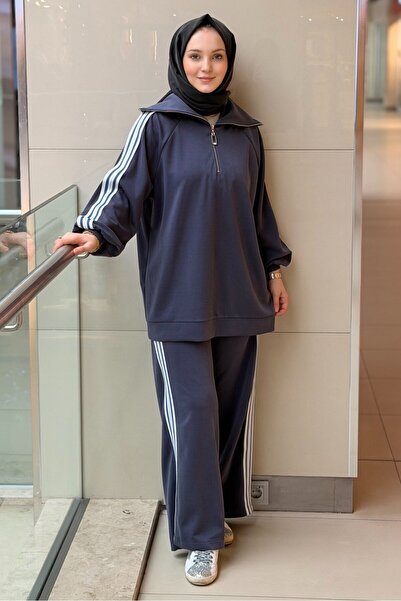 Nuss Yaka Fermuarlı Band Ribana Detaylı Modal Takım