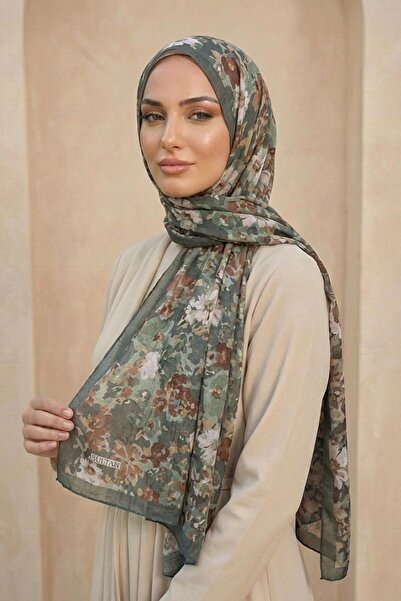 Sultan Eşarp Sultan Patterned Bamboo Kraş Shawl - Floral Model - Dk06-10