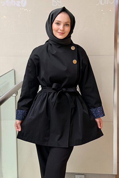 Ghisa Asimetrik Düğmeli Kuşaklı Trençkot