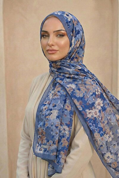 Sultan Eşarp Sultan Patterned Bamboo Kraş Shawl - Floral Model - Dk06-06