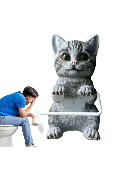 ErCorp Kedi Tasarımlı 3D Tuvalet Kağıdı Tutucu