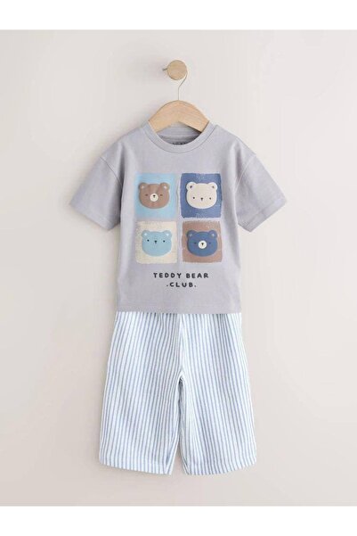 Little Miny Kids (2-8 Years) Baby Blue Color Teddy Bear Appliqué Jogger Pants...