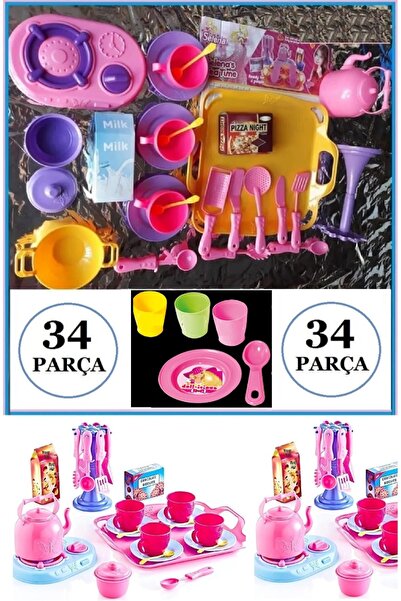 Saule Çantalı Mutfak Eşyaları Çay Takımı 34 Parca Fincan Çaydanlık Tepsi Evci...