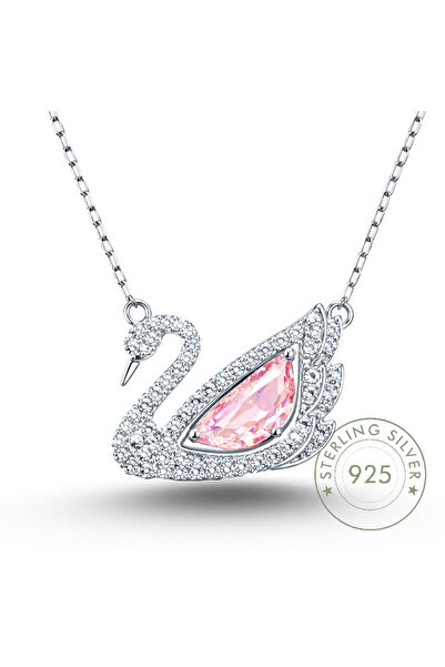 Pietra Kadın Gümüş Kolye 925 Ayar Kuğu Tasarımlı 40+5 Cm Zincirli Kolye