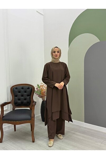 NS Moda Hijab Layered Set Brown-Model 569