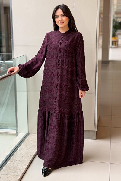 Nuss Zigzag Desenli Tam Boy Elbise