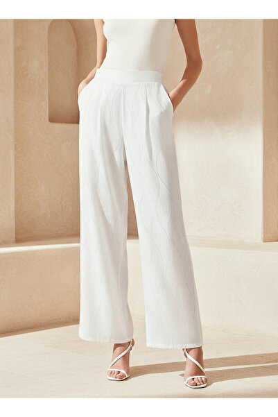 FAV بنطلون قصة ساق واسعة مزين