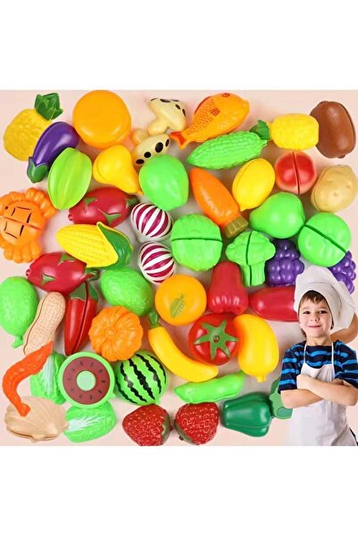 Saule Meyve Sebze Kesilen Oyuncak Mutfak Karışık 24 Parça Kivi Havuç Limon Mı...