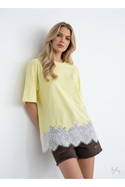 Noi Belis Oversized Lace Detailed Knitted T-Shirt Ss26Ts0020