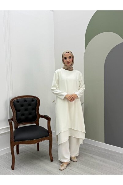 NS Moda Hijab Layered Set White-Model 569