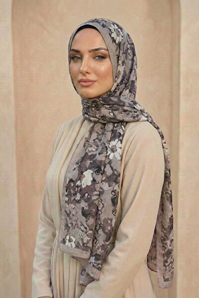 Sultan Eşarp Sultan Patterned Bamboo Kraş Shawl - Floral Model - Dk06-02