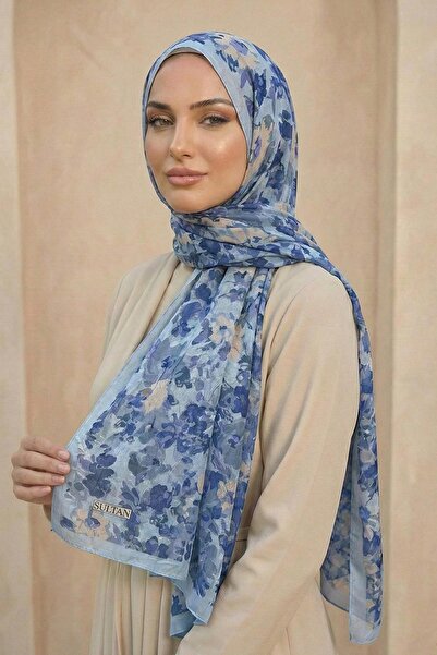 Sultan Eşarp Sultan Patterned Bamboo Shawl - Floral Model - Dk06-03