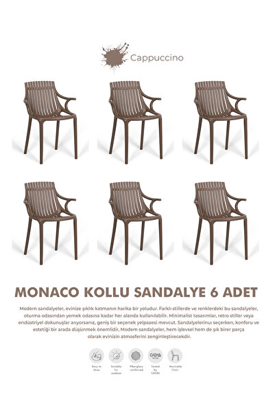 Daim Plastik MONAKO KOLLU LÜX CAFE & RESTAURANT SANDALYESİ 6 Lı Set
