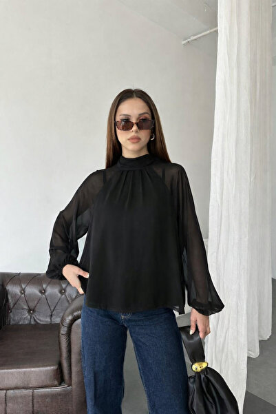 GGBOTİQUE Yaka Bağlamalı Şifon Bluz