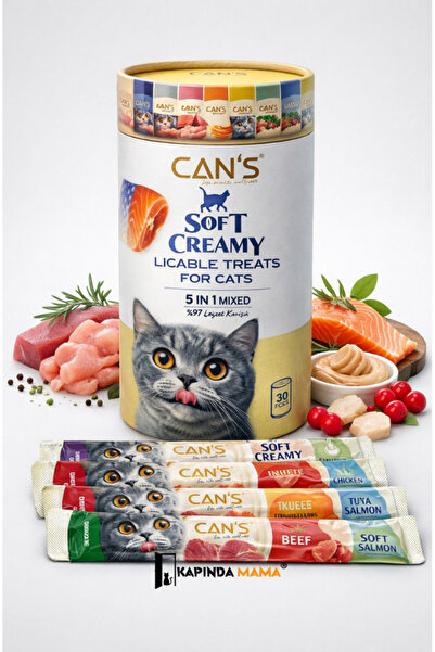 Cans Can’s Soft Creamy 5in1 Karışık Kedi Ödül Kreması 15 gr x 30’lu