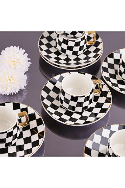 AROW ARVİA HOME DAMA DESENLİ PORSELEN FİNCAN TAKIMI