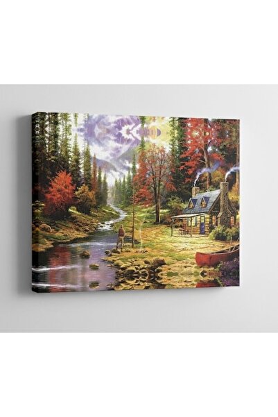 PIM Pictură pe pânză Cabană de pescuit și culori de toamnă