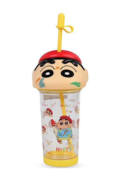 Vagonlife Crayon Shinchan Water Bottle with Straw 500 ml - Yellow
