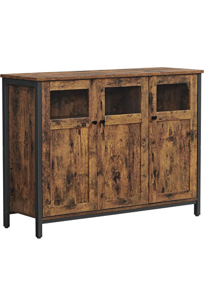 VASAGLE Comodă de bucătărie cu uși de sticlă și cadru metalic, 35x100x75 cm, ...