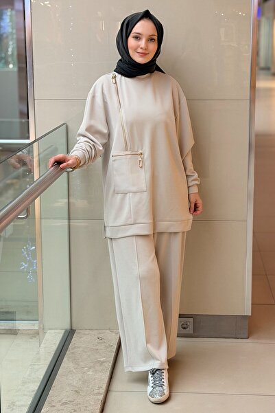 Nuss Fermuar Detaylı Tunik Pantolon Takım