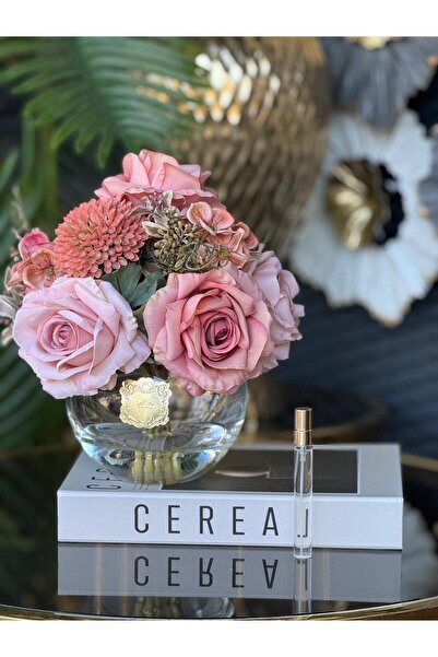 TASARIMHMODA Yapay Çiçekli Fanus Vazo ( Oda Kokusu) No:3