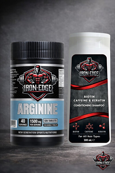 IRON EDGE Arginine 500 Mg (L-Arginine) 120 Tablets + Shampoo (Per Serving 150...