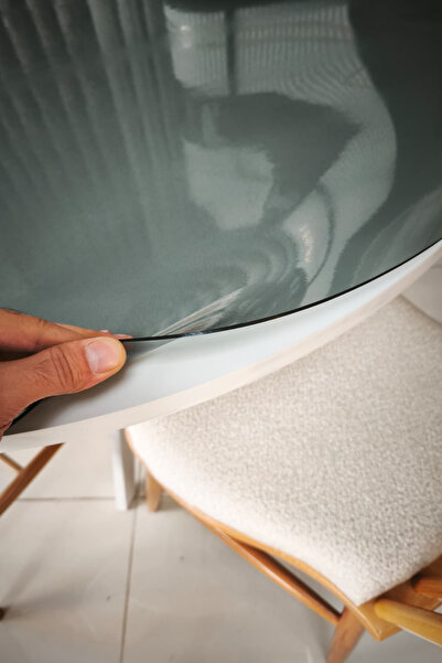 İzen Yuvarlak 2,0 mm Buzlu Siyah Şeffaf PVC Masa Örtüsü Kalın Kaymaz Koruyucu...