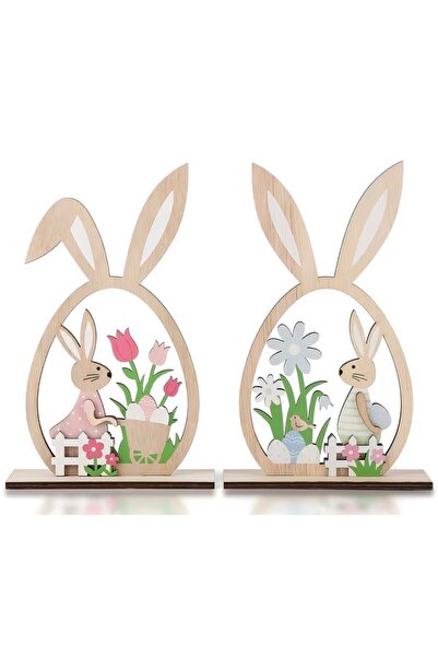 OEM Wooden Easter bunny table decoration