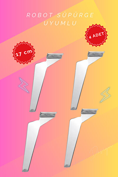 NİKSA METAL 17 cm Metal Mobilya Ayağı - Robot Süpürge Uyumlu -Krom- Ünite ve ...