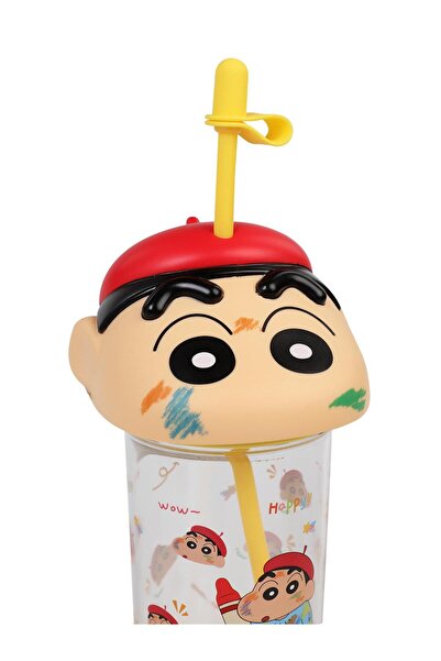 Vagonlife قارورة كرايون شينشان تريتان مع شفاطة 500 مل - أصفر قياسي