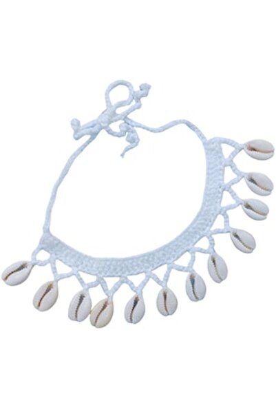 OEM Embroidered Choker with White Shells, EVNC, Seashell Beach, White