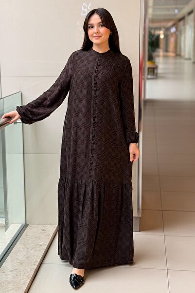 Nuss Zigzag Desenli Tam Boy Elbise