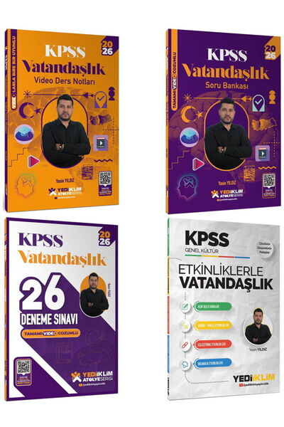 Yediiklim Yayınları 2026 KPSS Atölye Serisi Vatandaşlık Konu+Soru+Deneme+Etki...