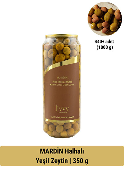 Livvy Premium Foods,Since 1962 MARDİN HALHALI Yeşil Zeytin 350 g – Doğal Ferm...
