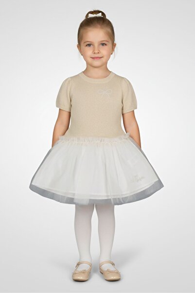 Lili Gaufrette Toddlers Girl Short Sleeve Metallic Dress, Multicolor