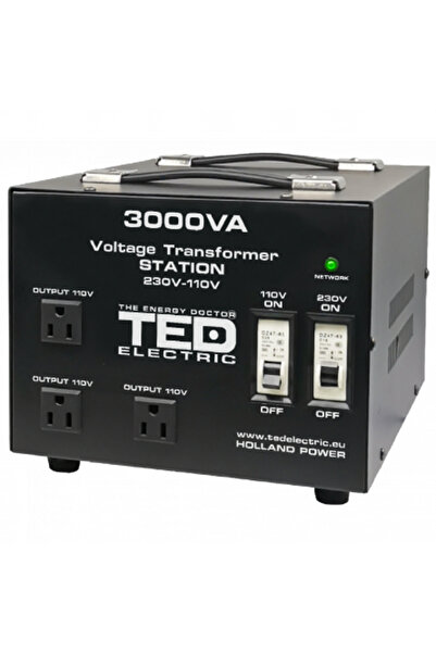 TED Electric Transformer 230-220V to 110-115V 3000VA/2400W with housing TED00...