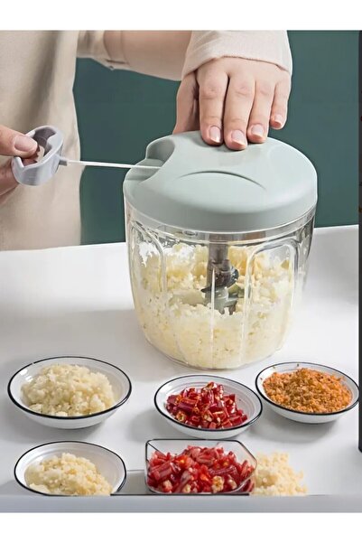 FeyzaDesign 5 Bıçaklı Ipli El Rondosu, Sebze ve Soğan Doğrayıcı, Büyük Boy