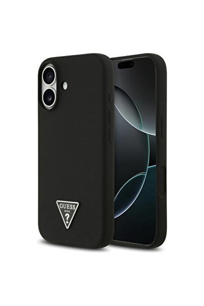 Guess Θήκη για iPhone 17, Σιλικόνη με Τρίγωνο Λογότυπο MagSafe, Μαύρη