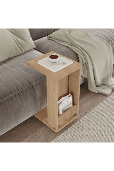 Yurupa Mina Tekerlekli Yan Sehpa C Sehpa Koltuk Sehpası Kitaplıklı Sepet MIN1-S