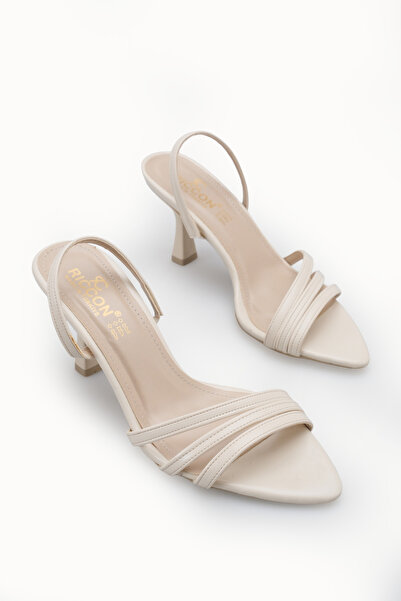 Riccon Pantofi de damă cu spatele deschis toc stiletto u 00121903 Bej Rustic