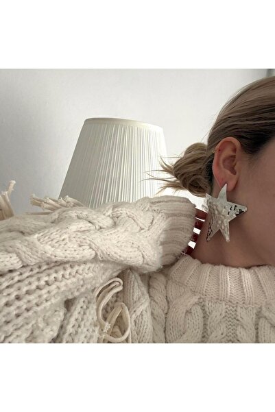 Alice İsstanbul Silver Big Crushed Star Earrings