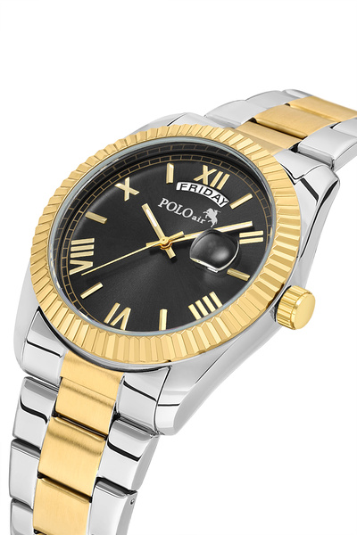 Polo Air Moon Day Display Calendar Men's Wristwatch Gold Silver Black Color P...